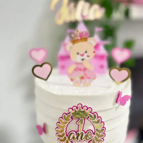 Topo de Bolo Ursinha Princesa