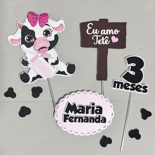 Topo de Bolo Vaquinha Tete
