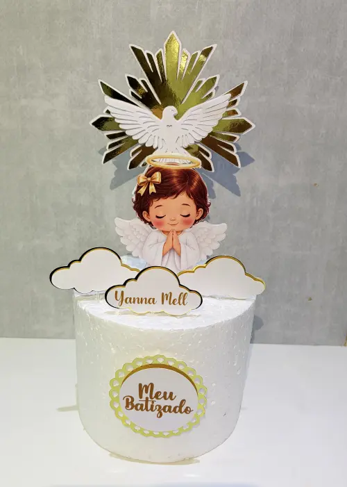 Topo de Bolo Topper Batizado Menina