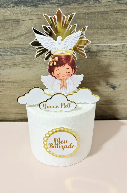 Topo de Bolo Topper Batizado Menina