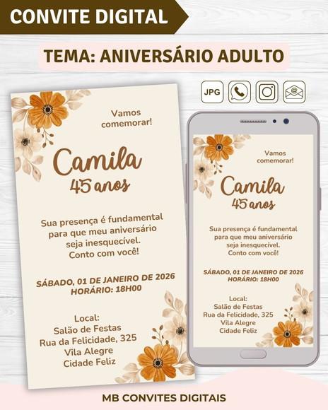 Convite Digital Aniversário Adulto Feminino (06)