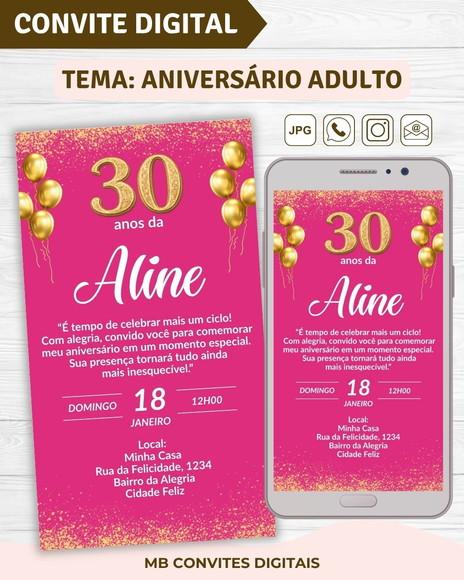 Convite Digital Aniversário Adulto Feminino (08)