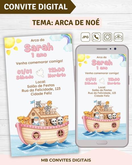 Convite Digital Arca de Noé Menina
