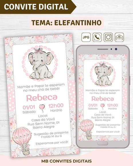 Convite Digital Chá de Bebê Elefantinha Menina (01)