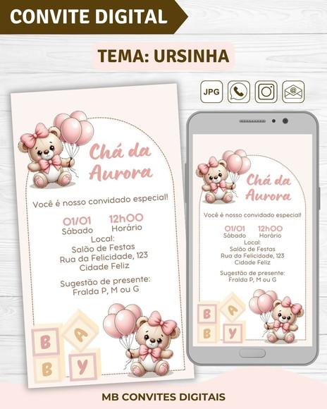 Convite Digital Chá de Bebê Menina Ursinha (04)