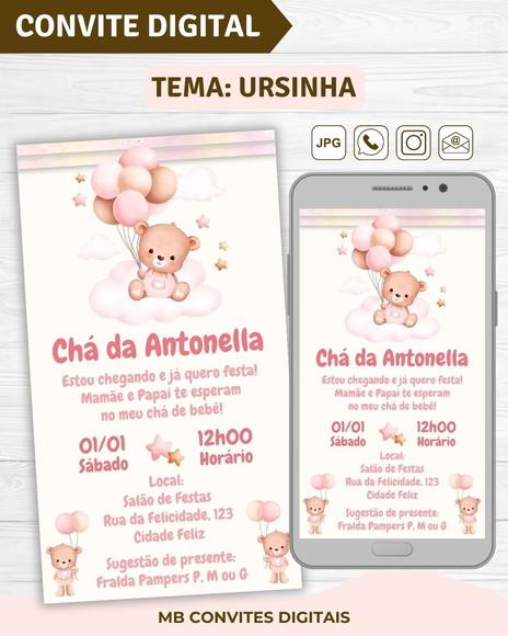 Convite Digital Chá de Bebê Menina Ursinha (02)