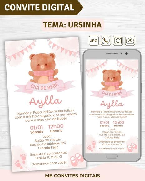 Convite Digital Chá de Bebê Menina Ursinha (03)