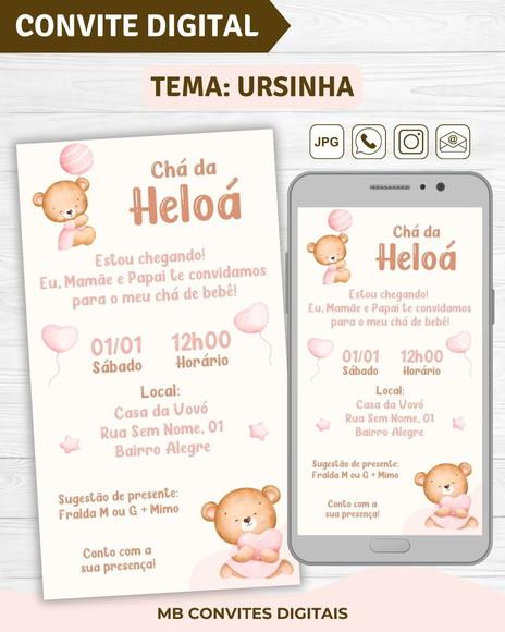 Convite Digital Chá de Bebê Menina Ursinha (01)