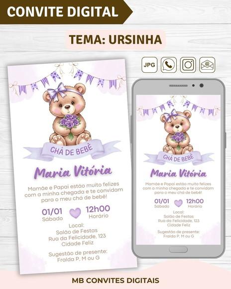 Convite Digital Chá de Bebê Menina Ursinha (09)