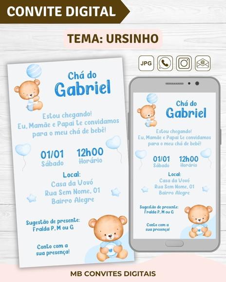 Convite Digital Chá de Bebê Menino Ursinho (01)