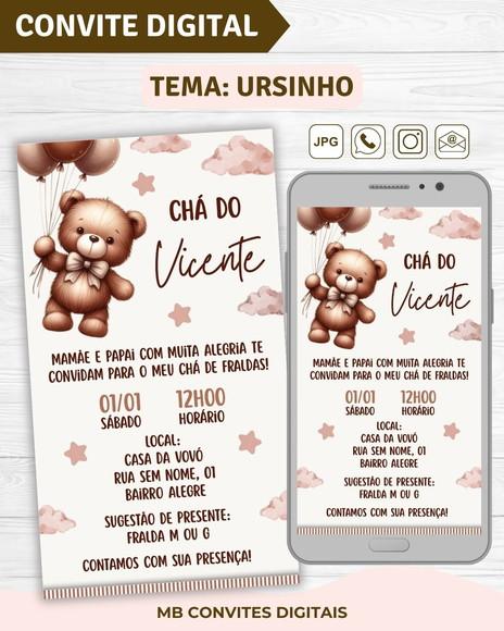 Convite Digital Chá de Bebê Menino Ursinho (04)