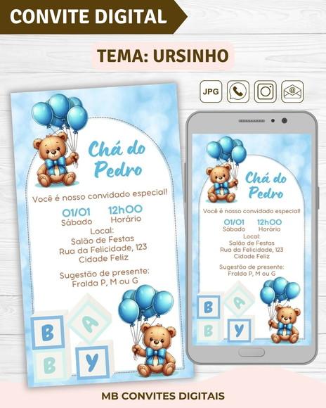 Convite Digital Chá de Bebê Menino Ursinho (07)