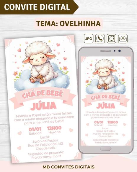 Convite Digital Chá de Bebê Ovelhinha Menina (01)