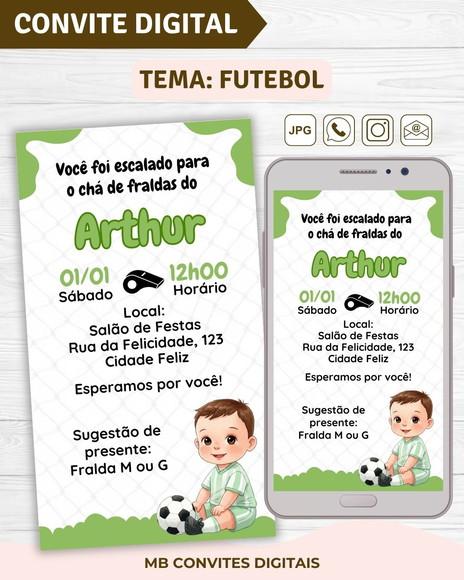 Convite Digital Chá de Fraldas Futebol