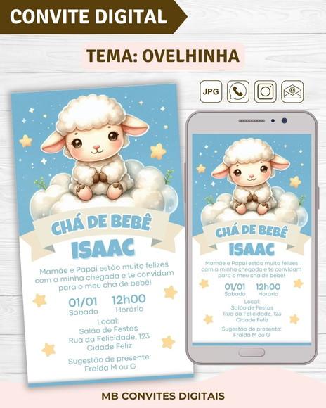 Convite Digital Chá de Bebê Ovelhinha Menino