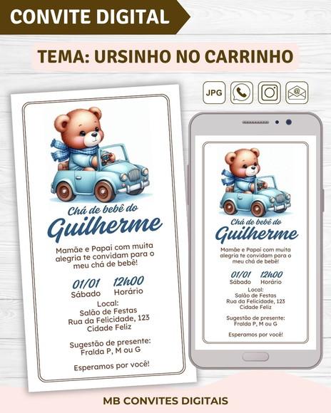 Convite Digital Chá de Bebê Ursinho no Carrinho (02)