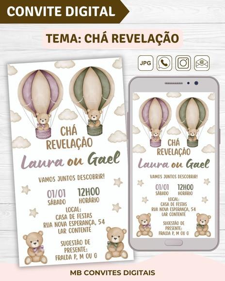 Convite Digital Chá Revelação Ursinhos Lilás e Verde (03)