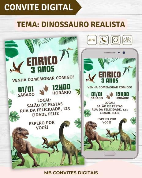 Convite Digital Dinossauro Realista