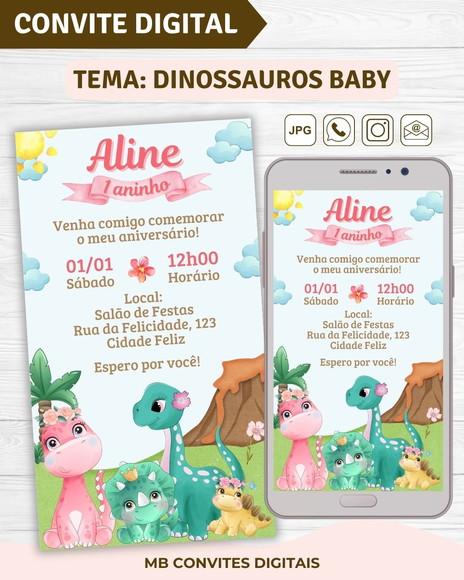 Convite Digital Dinossauros Baby Menina (02)