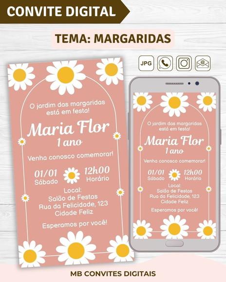Convite Digital Margaridas Menina