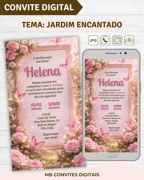 Convite Digital Jardim Encantado com Borboletas