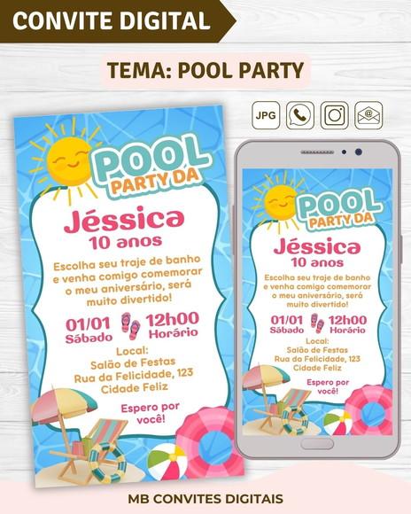 Convite Digital Pool Party Menina (01)