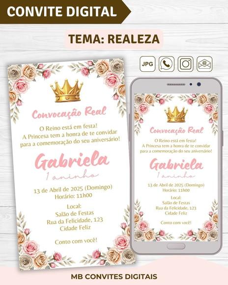 Convite Digital Realeza Menina