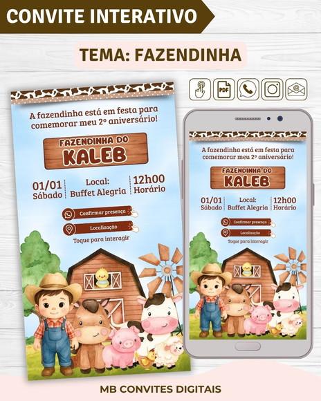 Convite Fazendinha Infantil Menino | Digital Interativo