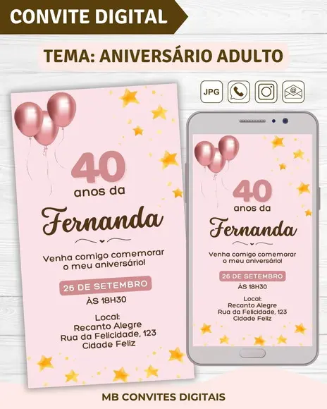 Convite Digital Aniversário Adulto Feminino (03)