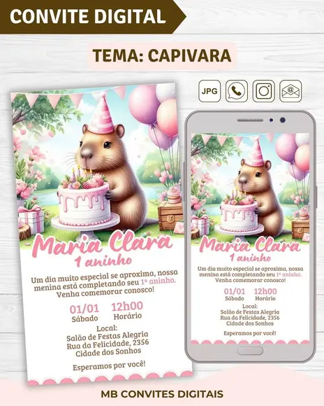 Convite Digital Capivara Menina (02)