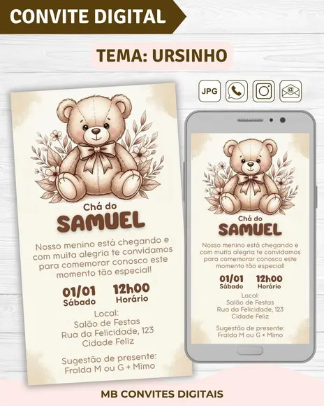 Convite Digital Chá de Bebê Menino Ursinho (10)