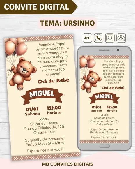 Convite Digital Chá de Bebê Menino Ursinho (05)