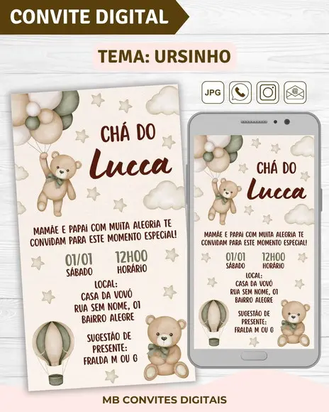 Convite Digital Chá de Bebê Menino Ursinho (03)