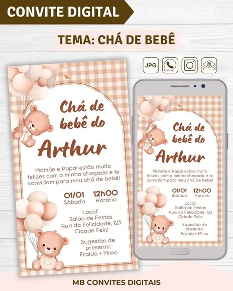 Convite Digital Chá de Bebê Menino Ursinho (13)
