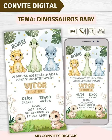 Convite Digital Dinossauros Baby Menino (04)