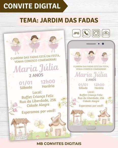 Convite Digital Jardim das Fadas