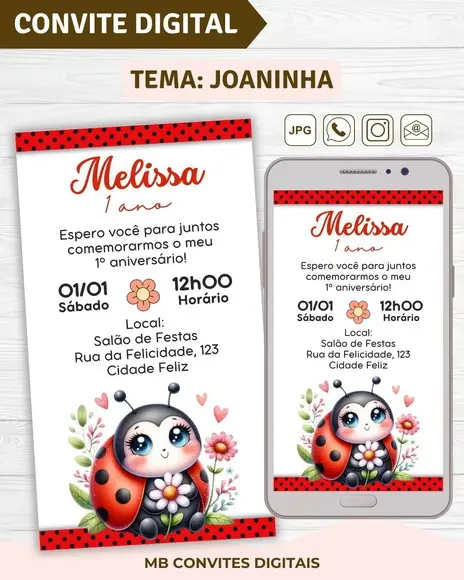 Convite Digital Joaninha