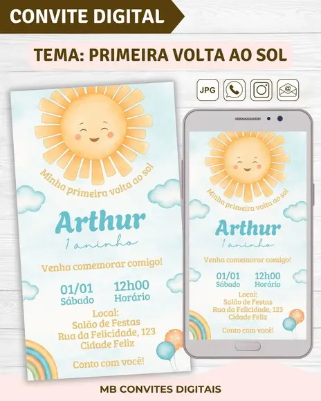 Convite Digital Primeira Volta ao Sol Menino (02)