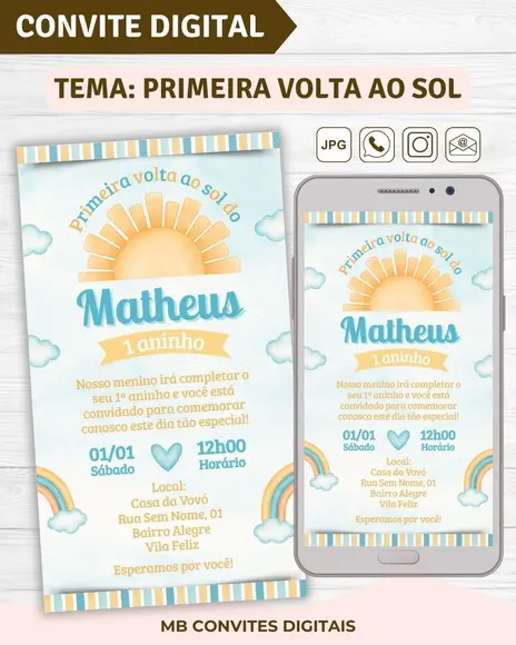 Convite Digital Primeira Volta ao Sol Menino (02)