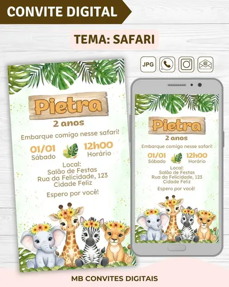 Convite Digital Safari Menina (02)
