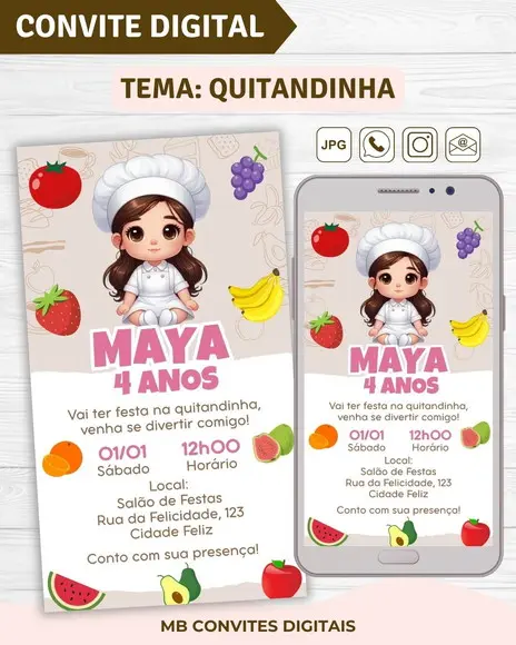 Convite Digital Quitandinha Menina