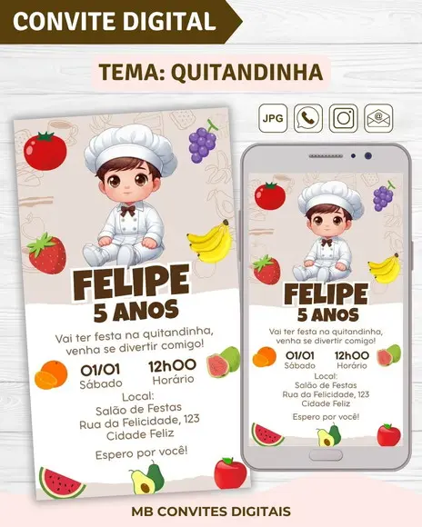 Convite Digital Quitandinha Menino