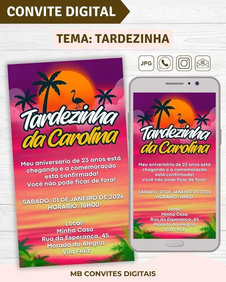 Convite Digital Tema Tardezinha | Aniversário Adulto (02)
