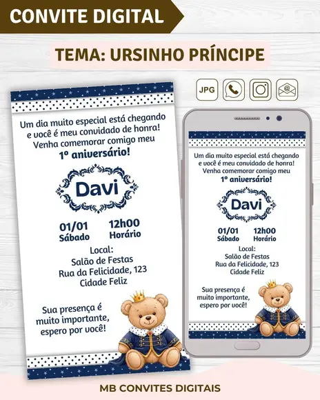 Convite Digital Ursinho Príncipe (01)