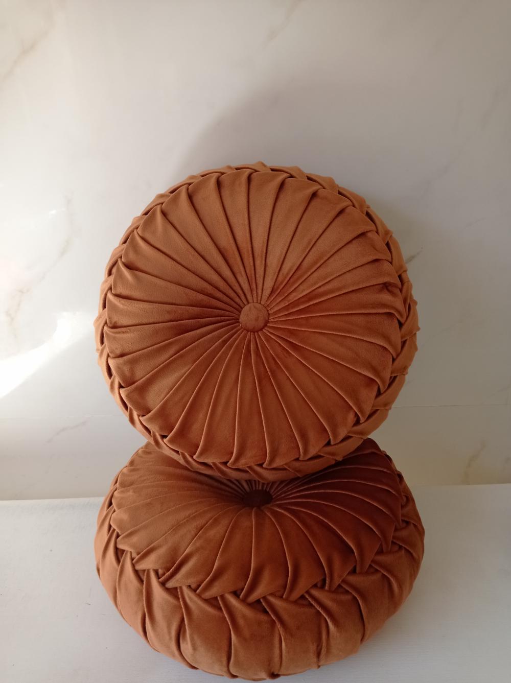 Almofada decorativa redonda artesanal luxuosa veludo 40 cm