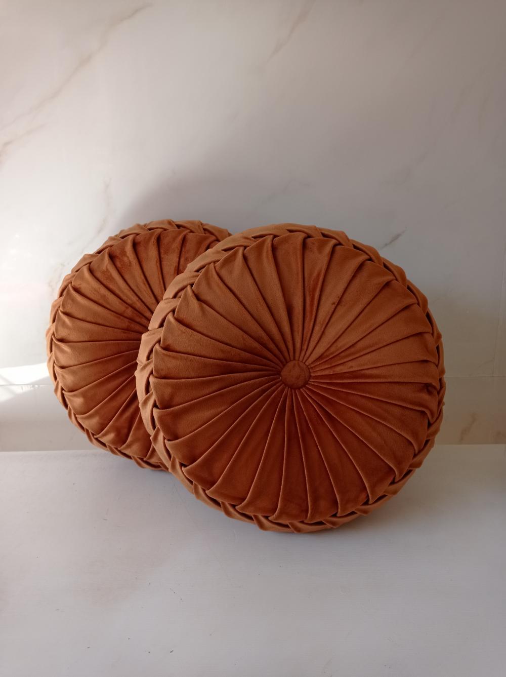 Almofada decorativa redonda artesanal luxuosa veludo 40 cm