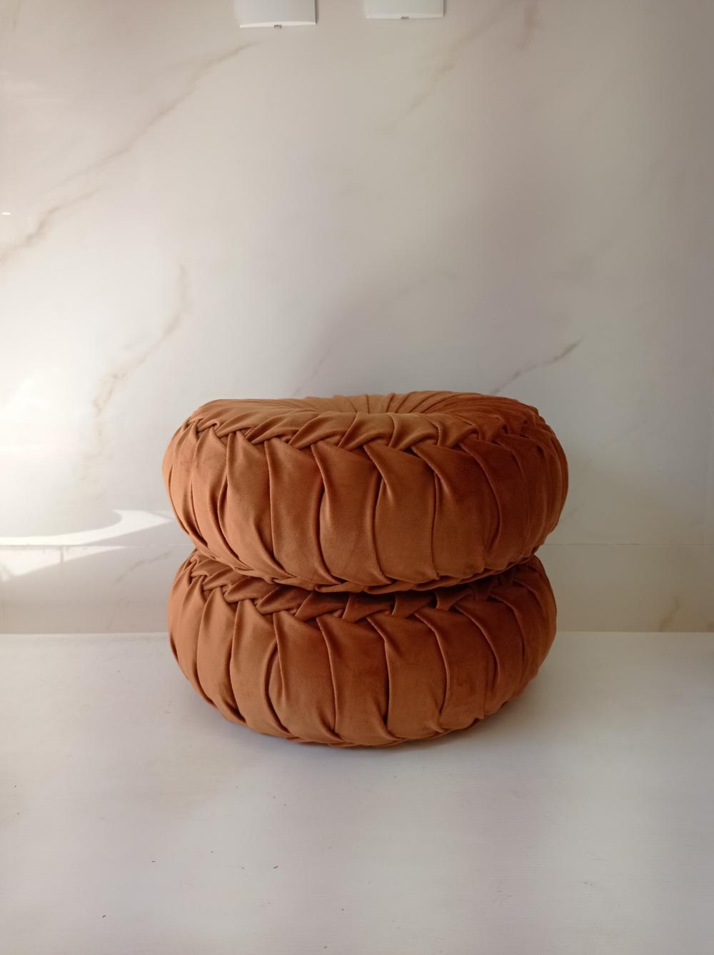 Almofada decorativa redonda artesanal luxuosa veludo 40 cm