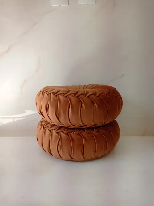 Almofada decorativa redonda artesanal luxuosa veludo 40 cm