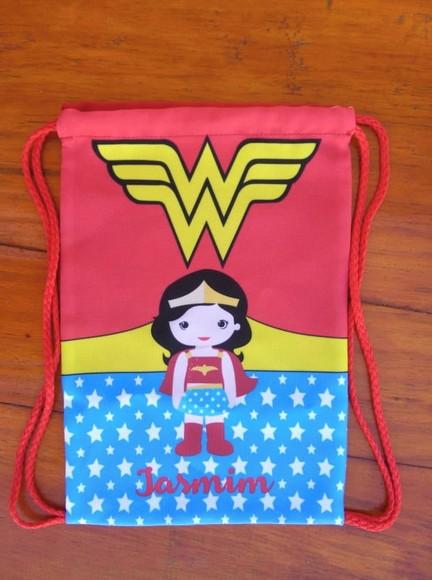 Mochila saco infantil mulher maravilha