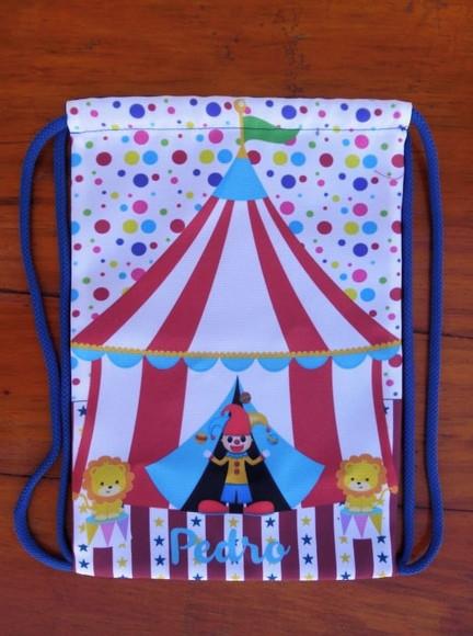 Mochilinha saco infantil personalizada circo